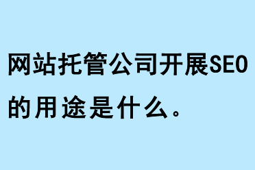 網(wǎng)站托管公司開(kāi)展SEO的用途是什么